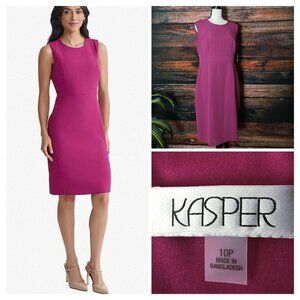 NWT Kasper Sheath Dress 10P Cerise Zip Back Lined